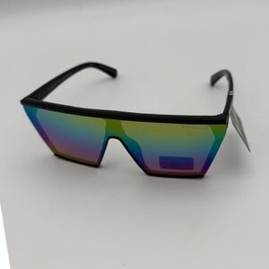True Religion Geometric Shield Sunglasses - Rainbow Mirror Lens NWT